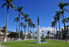 Toamasina / Tamatave, Madagascar: monument on Independence avenue - looking west - Araben'ny Fahaleovantena blvd - photo by M.Torres