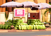 Bamako, Mali: fruit stall with piles of watermelons on the riverside avenue, Blvd 22 Octobre, near API-Mali - photo by M.Torres