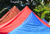 Mamoudzou, Grande-Terre / Mahor, Mayotte: tents at the market - roofs - Place do March - photo by M.Torres