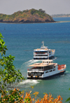 Mamoudzou, Grande-Terre / Mahore, Mayotte: two ferries leave the capital - barges STM - photo by M.Torres