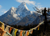 Khumbu region, Solukhumbu district, Sagarmatha zone, Nepal: prayer flags in front of Ama Dablam mountain - Everest area - photo by E.Petitalot