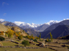 Duikar hamlet, Altit - Northern Areas, Pakistan: view to Sleeping Beauty from Eagles' Nest hotel - Hunza valley - photo by D.Steppuhn