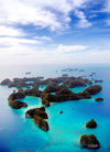 Ngerukeuid / Orukuizu islands, Rock Islands / Chelbacheb, Palau: islands and turquoise lagoons from the air - Seventy Islands wildlife reserve - photo by B.Cain