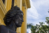 Panama City / Ciudad de Panama: face of a chimera at the entrance to the Instituto Nacional - photo by H.Olarte