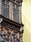 Lima, Peru: Moorish wooden balcony at the Palace of the Marquis Torre Tagle - former treasurer of the Spanish Armada - 18th century - offices of the Foreign Ministry - Mashrabiya oriel window - photo by M.Torres