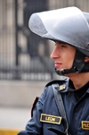 Lima, Peru: riot police agent at Plaza de Armas - photo by M.Torres