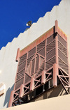 Doha, Qatar: arabian enclosed wooden oriel window - Mashrabiya or Shanasheel - Jassim Al Thani mosque - photo by M.Torres