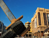 Doha, Qatar: Arch of Swords hand detail and Qatar Development Bank - Banks St aka Grand Hamad St - photo by M.Torres