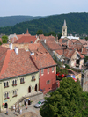 Sighisoara / Segesvr, Mures county, Transylvania, Romania: Venetian House and Museum Square - citadel roof tops seen from the clock tower - UNESCO world heritage site - Vedere din Turnul cu Ceas - Cetatea - photo by J.Kaman