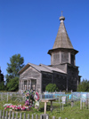 Russia - Ljadiny - Arkhangelsk Oblast: Church of the Intercession - flowers and graves - photo by J.Kaman