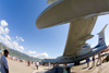 Russia - Gelendjik - Krasnodar kray: aviation show - Beriev Be A-42 PE, Search and Rescue SAR airplane, powered by propfan engines, sold by Rosoboronexport - seaplane - aircraft - amphibious aircraft - fishey view - - under the portside wing - photo by Vladimir Sidoropolev