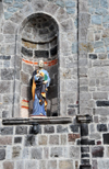 Gustavia, St. Barts / Saint-Barthlemy: Catholic Church of Our Lady of The Assumption - faade niche with Saint Peter figure - Spanish style architecture - Rue de lEglise - Eglise Catholique - photo by M.Torres