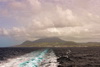 Basseterre and Brumaire, Saint Kitts island, Saint Kitts and Nevis: island silhouette from the sea - mountains and the capital - photo by M.Torres