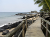 Bom Bom islet / Ilhu Bom-Bom, Prncipe island, So Tom and Prncipe / STP:  wooden walkway - causeway from Prncipe to Bom Bom Island / ponte de madiera entre o ilhu e o Prncipe - photo by G.Frysinger