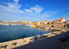 Alghero / L'Alguer, Sassari province, Sardinia / Sardegna / Sardigna: panorama of the Porto Antico from the Magellan bastion - the town is know as Barceloneta, for its Catalan heritage - photo by M.Torres