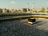 Mecca / Makkah, Saudi Arabia: view from third floor of Haram Mosque where pilgrims wait for praying time facing the Kaaba - circumambulation at the largest mosque in the world - the Sacred Mosque - photo by A.Faizal