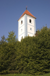 beautiful tall church - Sv. Lenart (Saint Lenart) Village near Rogaska Slatina - this hamlet wedged into the hills was a refuge for the people of Kostrivnica in the 15th century when the Turks invaded - the people escaped to here via the river, leaving visible no trail. The Turks never knew of this place and so the place was left untouched - Slovenia - photo by I.Middleton