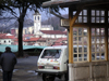 Slovenia - Kanal ob Soci - Goriska / Gorizia region: village church and the ubiquitous Lada Niva - Marijino vnebovzetje church - photo by A.Kilroy