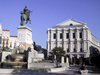 Madrid, Spain / Espaa: west faade of the Teatro Real, the Opera house, designed by Don Antonio Lpez Aguado and Don Custodio Moreno - Plaza de Oriente and statue of Felipe IV, by Pietro Tacca - photo by A.Hernandez