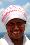 Sigiriya, Central Province, Sri Lanka: Sinhalese woman at the top - visitor - photo by M.Torres