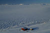 Svalbard - Spitsbergen island - Bjrndalen: view over a red hut and Isfjorden - photo by A. Ferrari