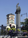 Vastervik, Kalmar ln, Sweden: Tourist Office and statue on boat - photo by A.Bartel