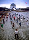 Taiwan - Taipei - People practicing Tai Chi, Chiang Kai-shek Square - photo by Bob Henry