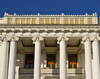 Dushanbe, Tajikistan: portico of the Ayni Opera and Ballet Theatre - photo by M.Torres