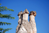 Cappadocia - Greme, Nevsehir province, Central Anatolia, Turkey: leaves and triple fairy chimney in the Valley of the Monks - Pasabagi Valley - photo by W.Allgwer