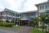 Vaiaku, Fongafale island, Funafuti atoll, Tuvalu: main entrance of the Taiwanese-funded three storey Government Office Building - Taiwan is the only country that has an Embassy in Tuvalu - photo by G.Frysinger