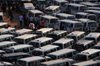 Kampala, Uganda: share taxi chaos - Old Taxi Park - chaotic aglomeration of matatu share taxis - photo by M.Torres