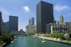 Chicago, Illinois, USA: Ludwig Mies van der Rohe skyscraper at 330 North Wabash, Wrigley Building,  Equitable Building and University of Chicago's Graduate School of Business Gleacher Center - photo by C.Lovell