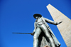 Boston, Massachusetts, USA: Charlestown - Bunker Hill Monument obelisk and bronze statue of Colonel William Prescott, sculpted by William Wetmore Story - photo by M.Torres