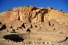 Chaco Canyon National Historical Park, New Mexico, USA: Pueblo Bonito under the cliffs - kiva and Great House - UNESCO World Heritage Site - photo by M.Torres