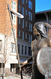 Oklahoma City, OK, USA: statue 'The Guardian' by Enoch Kelly Haney - Indian warrior in front of The Skirvin Hilton hotel - Park Avenue - photo by M.Torres