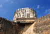 Stone Town, Zanzibar, Tanzania: Old fort - tower and crenellated wall - Arab fort - Ngome Kongwe - photo by M.Torres